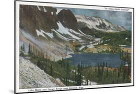 Laramie, WY - Lake Marie and Snowy Range on Union Pacific Rail-Lantern Press-Mounted Art Print