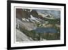 Laramie, WY - Lake Marie and Snowy Range on Union Pacific Rail-Lantern Press-Framed Premium Giclee Print