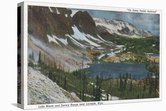 Laramie, WY - Lake Marie and Snowy Range on Union Pacific Rail-Lantern Press-Stretched Canvas