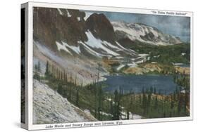 Laramie, WY - Lake Marie and Snowy Range on Union Pacific Rail-Lantern Press-Stretched Canvas