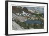 Laramie, WY - Lake Marie and Snowy Range on Union Pacific Rail-Lantern Press-Framed Art Print