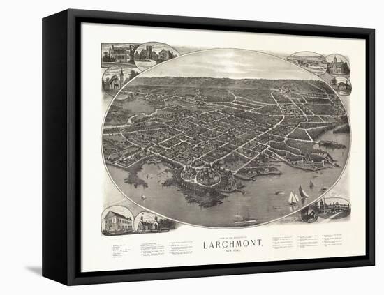 Larchmont, New York - Panoramic Map-Lantern Press-Framed Stretched Canvas