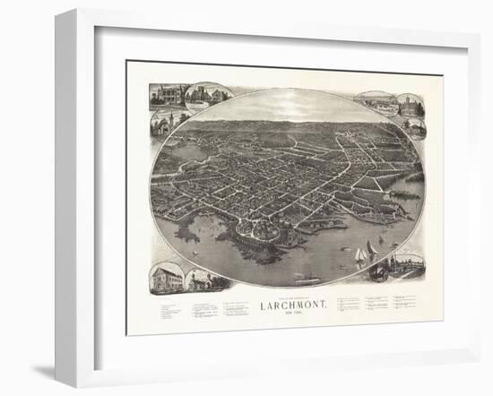 Larchmont, New York - Panoramic Map-Lantern Press-Framed Art Print