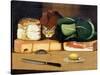 Larder Still Life with a Cat Hunting a Mouse, C.1840-null-Stretched Canvas