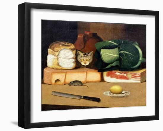 Larder Still Life with a Cat Hunting a Mouse, C.1840-null-Framed Giclee Print