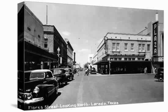 Laredo, Texas - Northern View up Flores Street-Lantern Press-Stretched Canvas