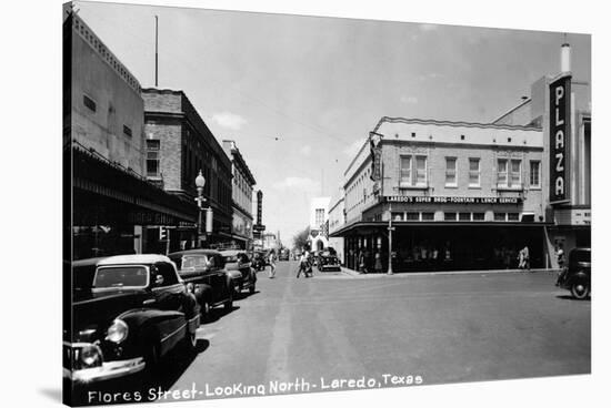 Laredo, Texas - Northern View up Flores Street-Lantern Press-Stretched Canvas