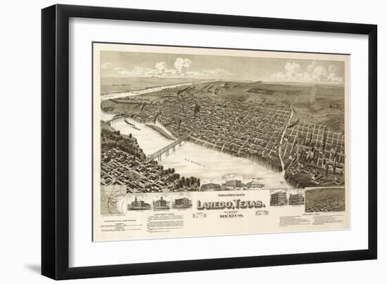 Laredo, Texas - Panoramic Map-Lantern Press-Framed Art Print