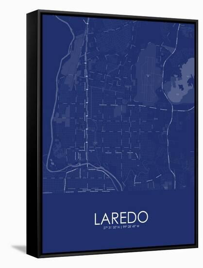 Laredo, United States of America Blue Map-null-Framed Stretched Canvas