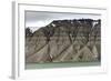 Large alluvial fans along wall of Tempelfjorden, Spitsbergen, Svalbard, Arctic-Tony Waltham-Framed Photographic Print