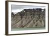 Large alluvial fans along wall of Tempelfjorden, Spitsbergen, Svalbard, Arctic-Tony Waltham-Framed Photographic Print