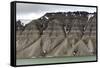 Large alluvial fans along wall of Tempelfjorden, Spitsbergen, Svalbard, Arctic-Tony Waltham-Framed Stretched Canvas