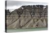 Large alluvial fans along wall of Tempelfjorden, Spitsbergen, Svalbard, Arctic-Tony Waltham-Stretched Canvas