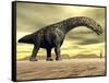 Large Argentinosaurus Dinosaur Face to Face with a Human-null-Framed Stretched Canvas
