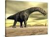 Large Argentinosaurus Dinosaur Face to Face with a Human-null-Stretched Canvas