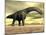 Large Argentinosaurus Dinosaur Face to Face with a Human-null-Mounted Art Print