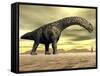 Large Argentinosaurus Dinosaur Face to Face with a Human-null-Framed Stretched Canvas