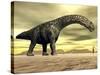 Large Argentinosaurus Dinosaur Face to Face with a Human-null-Stretched Canvas