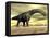 Large Argentinosaurus Dinosaur Face to Face with a Human-null-Framed Stretched Canvas