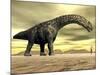 Large Argentinosaurus Dinosaur Face to Face with a Human-null-Mounted Art Print