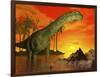 Large Argentinosaurus Dinosaur in Water at Sunset-null-Framed Art Print