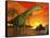 Large Argentinosaurus Dinosaur in Water at Sunset-null-Framed Stretched Canvas