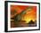 Large Argentinosaurus Dinosaur in Water at Sunset-null-Framed Art Print