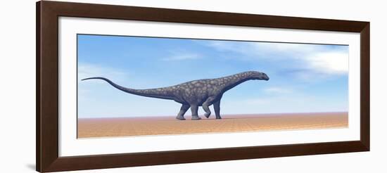 Large Argentinosaurus Dinosaur Walking in the Desert-null-Framed Art Print