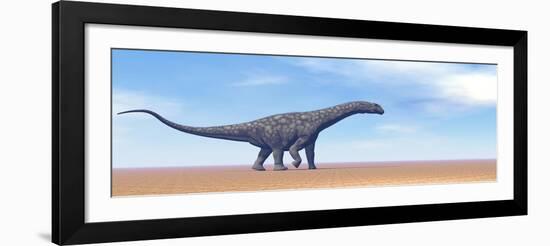 Large Argentinosaurus Dinosaur Walking in the Desert-null-Framed Art Print