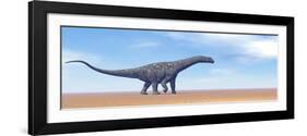 Large Argentinosaurus Dinosaur Walking in the Desert-null-Framed Art Print