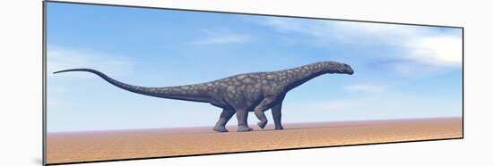 Large Argentinosaurus Dinosaur Walking in the Desert-null-Mounted Art Print