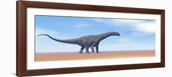 Large Argentinosaurus Dinosaur Walking in the Desert-null-Framed Art Print