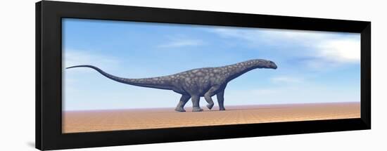 Large Argentinosaurus Dinosaur Walking in the Desert-null-Framed Art Print