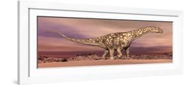 Large Argentinosaurus Dinosaur Walking in the Desert-null-Framed Art Print