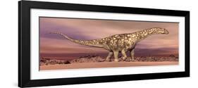 Large Argentinosaurus Dinosaur Walking in the Desert-null-Framed Art Print
