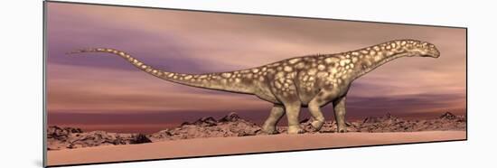 Large Argentinosaurus Dinosaur Walking in the Desert-null-Mounted Art Print