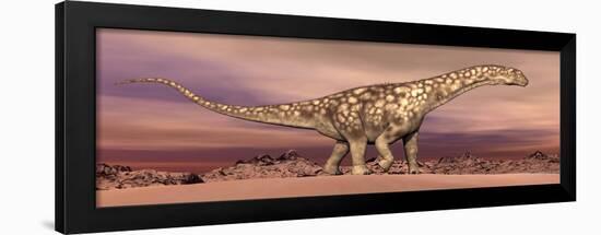 Large Argentinosaurus Dinosaur Walking in the Desert-null-Framed Art Print