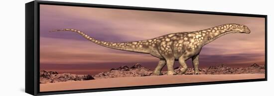 Large Argentinosaurus Dinosaur Walking in the Desert-null-Framed Stretched Canvas