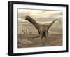 Large Argentinosaurus Dinosaur Walking on Rocky Terrain-null-Framed Art Print