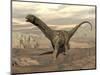 Large Argentinosaurus Dinosaur Walking on Rocky Terrain-null-Mounted Art Print