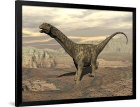 Large Argentinosaurus Dinosaur Walking on Rocky Terrain-null-Framed Art Print