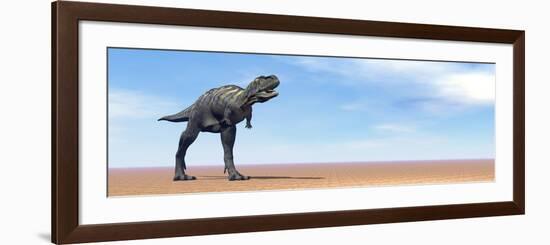 Large Aucasaurus Dinosaur Standing in the Desert-null-Framed Art Print