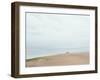 Large Beach with Two People and a Small Dog Walking-Clive Nolan-Framed Photographic Print