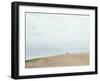 Large Beach with Two People and a Small Dog Walking-Clive Nolan-Framed Photographic Print