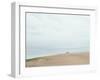 Large Beach with Two People and a Small Dog Walking-Clive Nolan-Framed Photographic Print