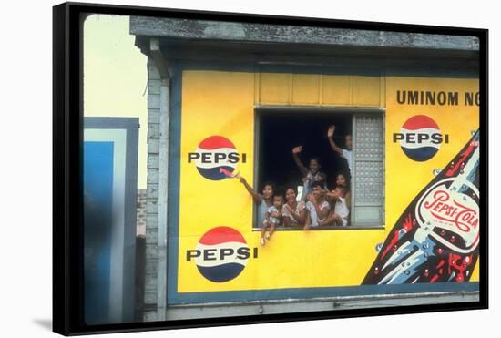 Large Billboard Painted on Side of Building Advertising Pepsi Cola, Manila, Philippines-Arthur Schatz-Framed Stretched Canvas