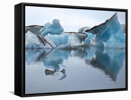 Large Blocks of Ice Floating on Jokulsarlon Lagoon, Blocks Break Off from the 30-Metres-High Edge o-Nigel Pavitt-Framed Stretched Canvas