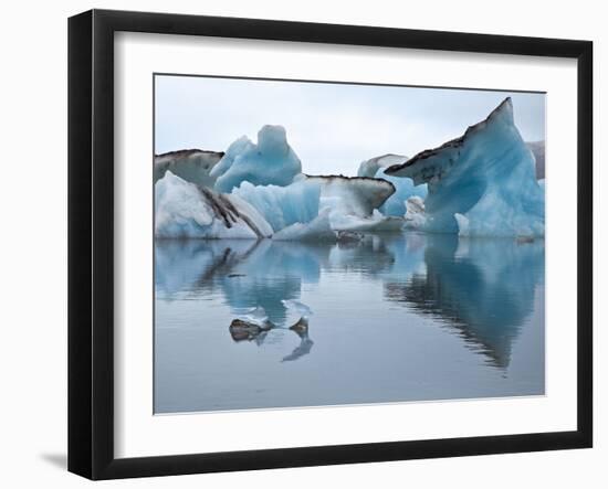 Large Blocks of Ice Floating on Jokulsarlon Lagoon, Blocks Break Off from the 30-Metres-High Edge o-Nigel Pavitt-Framed Photographic Print