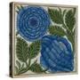 Large Blue Flower Watercolor Tile Design by William de Morgan-Stapleton Collection-Stretched Canvas