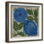 Large Blue Flower Watercolor Tile Design by William de Morgan-Stapleton Collection-Framed Giclee Print